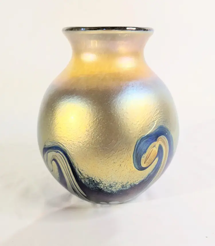 Art Glass Saul Alcarez Santa Barbara Studio 2012 Metallic Wave Pattern