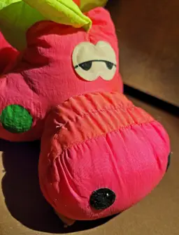 Vintage Lumpy's Gang Nylon Plush Pink Dinosaur Dragon c.1990 - As Is