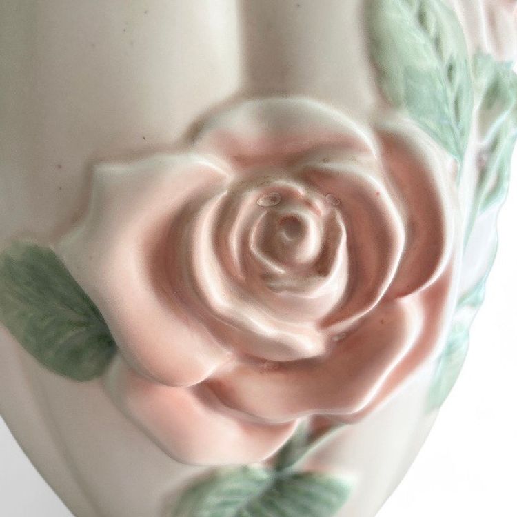 FITZ & FLOYD Hand Painted Blushing Rose Soft Pink Ceramic Vase