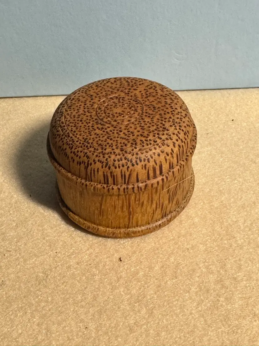 Decorative carved coconut shell trinket box