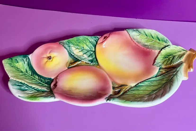 Vintage Italian Majolica Apple Spoon Rest Or Serving Tray