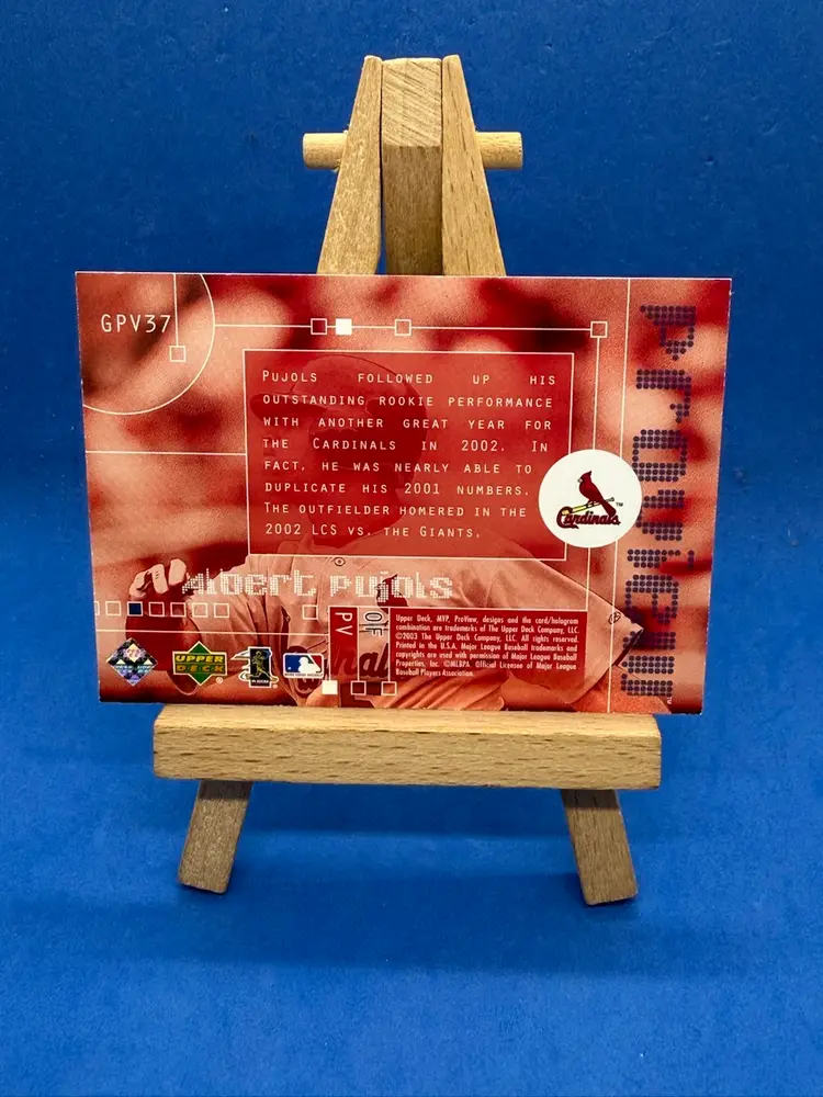2003 Upper Deck MVP Pro Vision Albert Pujols Gold GPV37 St Louis Cardinals A65