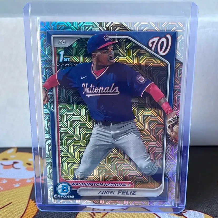 Angel Feliz 2024 Bowman Chrome 1st Prospect Mojo Refractor - Washington Nationals