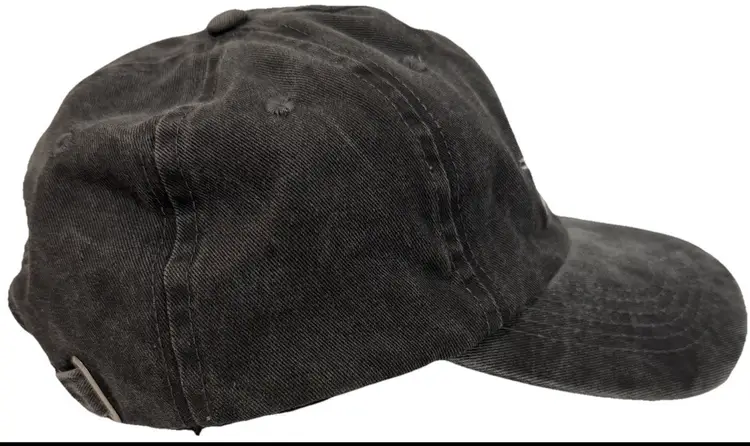 Kurvball Barbecue Whiskey Skull Logo Black Distressed Denim Adjustable Hat NWOT