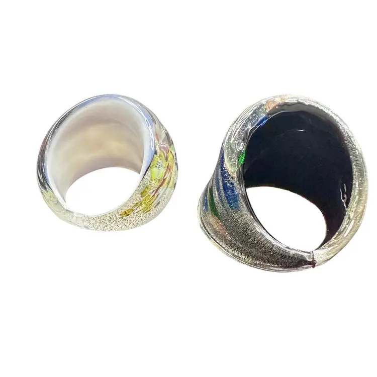 2 Boho Beautiful Handmade Glass Rings 7 & 7.5