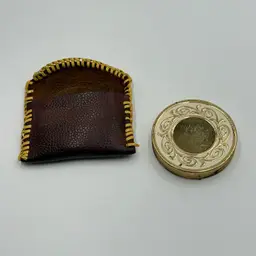 Vintage Max Factor Creme Puff EMPTY Metal Compact Gold Tone & White Mirror W/ Leather Case