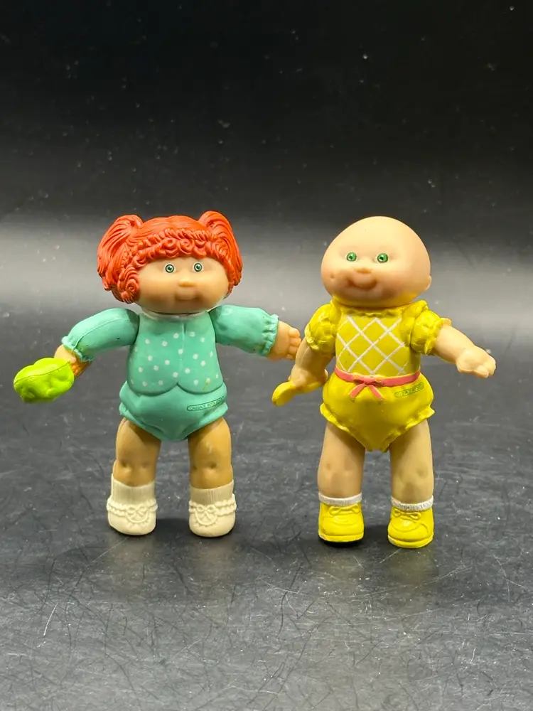2 Vintage 1984 Cabbage Patch Kids Babies Pvc Vinyl 3.5" Figures Infants Poseable