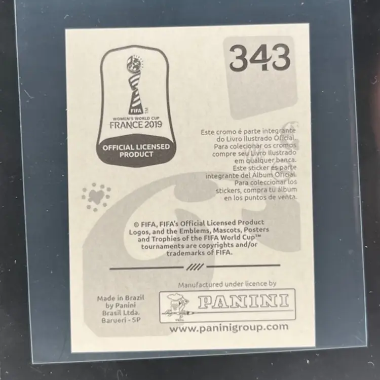 Jordyn Huitema 2019 Panini Women’s World Cup Sticker (Brazil Print) Canada Soccer Card