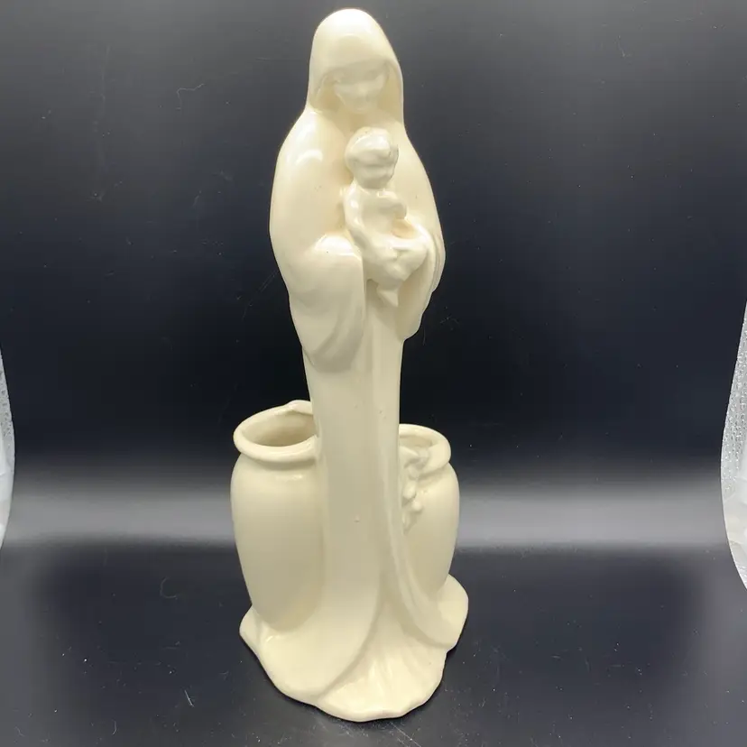 Vintage Haeger Pottery Madonna Mother With Child Baby Jesus Planter