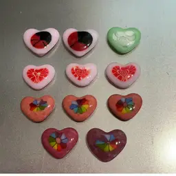 #03 - Made by Me! Fused Glass Mini Magnet Heart CHOICE 1" Handcrafted Studio Art