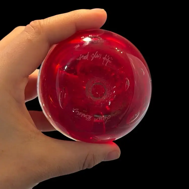 Red And Orange Galaxy Swirl Hot Glass Fiji Paper  Weight