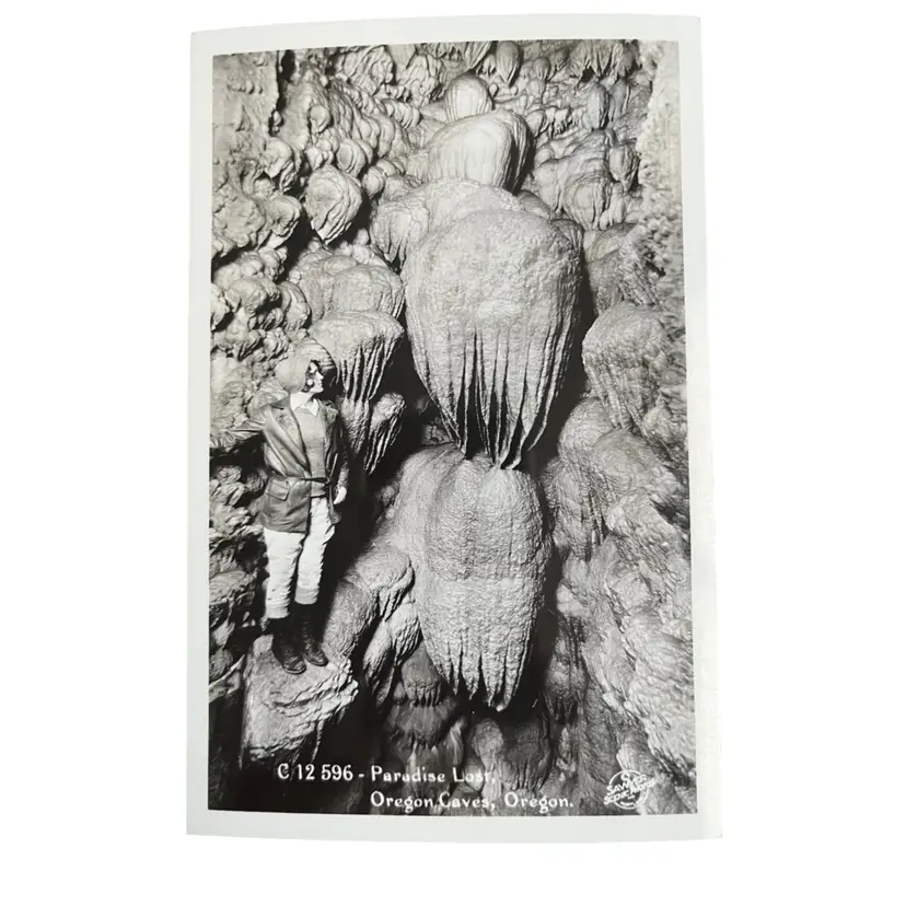 Vintage Postcard “Paradise Lost” Oregon Caves Adventurous Woman Unused