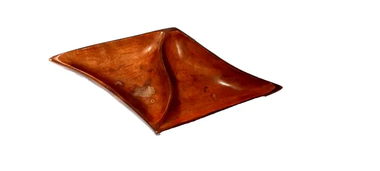 VTG Mahogany Wood Tray 2 Sections MSM handmade vintage 17" retro decor