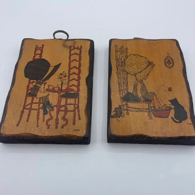 Holly Hobbie Wood Wall Plaques Hanging Wall Decor 4” X 6” set of 2