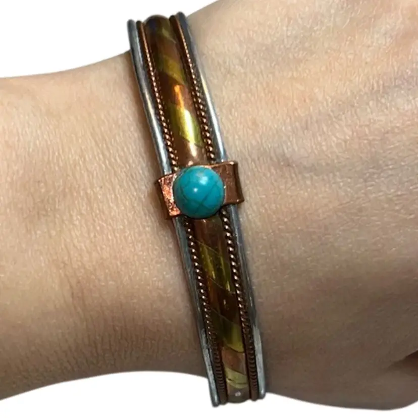 Handcrafted Copper & Turquoise Southwestern Style Bracelet