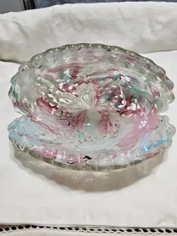 Murano Fratelli Tutti Frutti Latticino Clam Shell Scalloped Paperweight