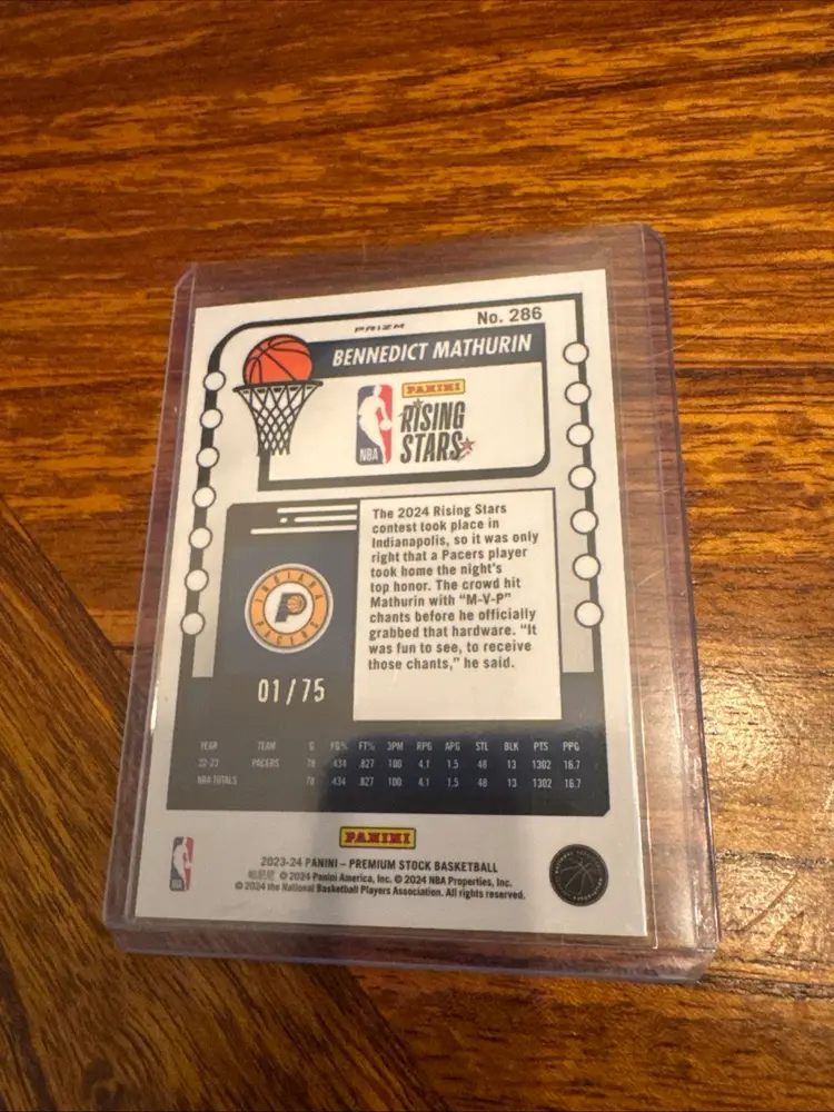 2023-24 NBA Hoops Premium Benedict Mathurin 1/75 Green Bookend “1/1”