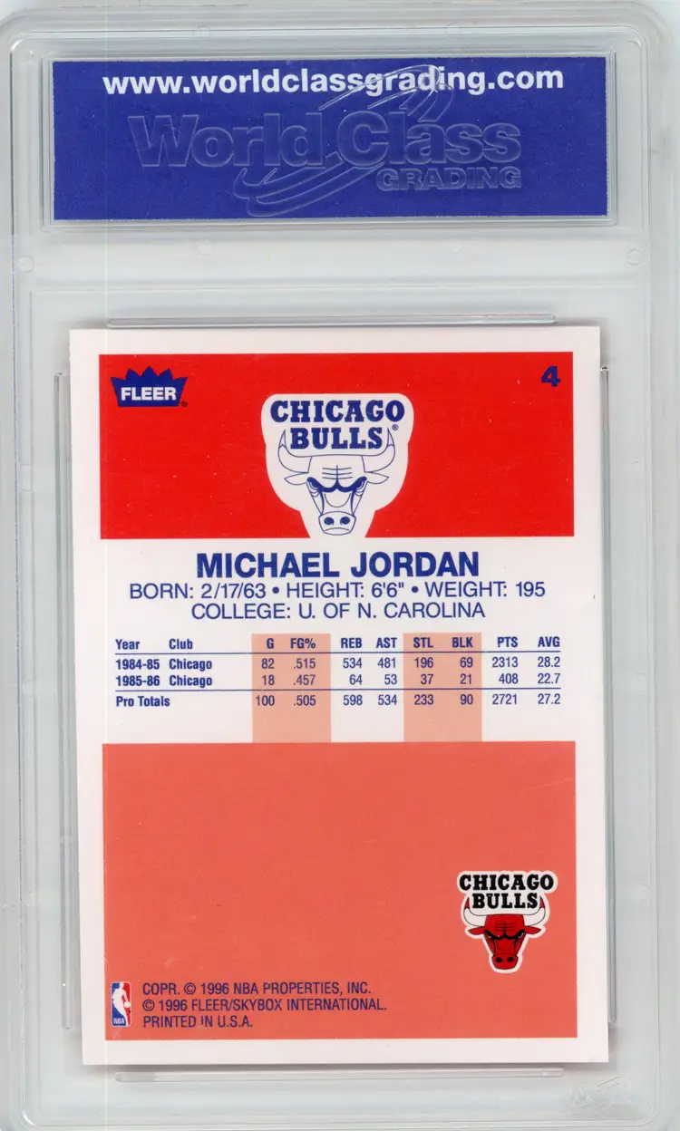 1996-97 Fleer MICHAEL JORDAN #4 Decade of Excellence WCG 10 GEM MT