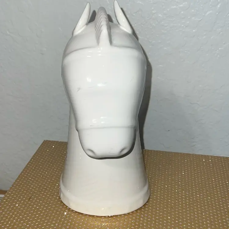White Knight Chess Horse Head Bookend