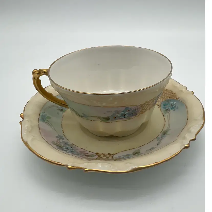 #17 Antique J.P.L. France Porcelain Tea Cup & Saucer Set