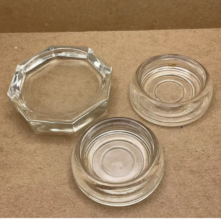 POW1 Clear Glass Furniture Coasters Mixed Lot of 3 Paperweight Display?