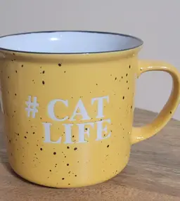 # Cat Life Yellow Speckled Mug Large