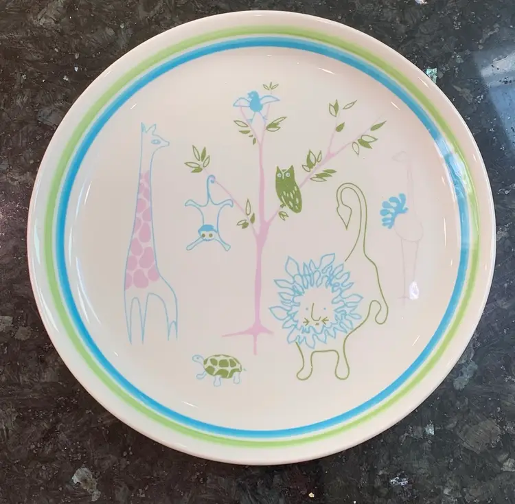 VTG Shenango China Anchor Hocking Child’s Plate 8” Giraffe Lion Owl Turtle Monkey Bird 1979-1987