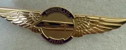 Vintage Walt Disney World Monorail Gold Pilot Wings Cast Pin Purple