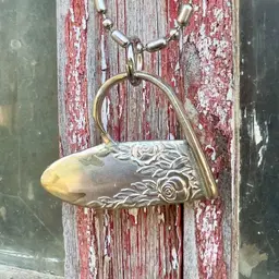 Silver Plate Fork Tine/Spoon Handle Heart Necklace 1 1/4” x 1 1/4” with 30” Ball Chain