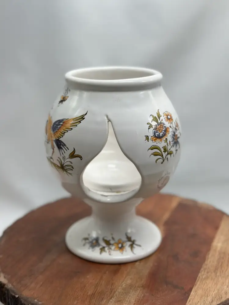 Vintage L’ Atelier French Faience Moustiers France Bird Candle Tea Light