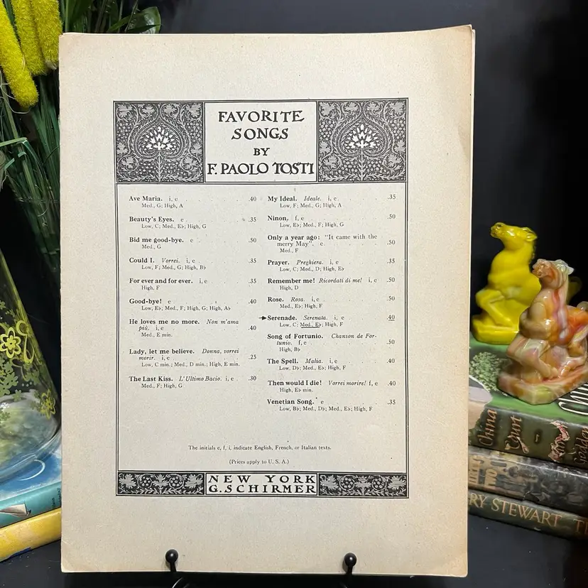 MARKDOWN! Favorite Songs by F. Paolo Tosti Sheet Music 1890