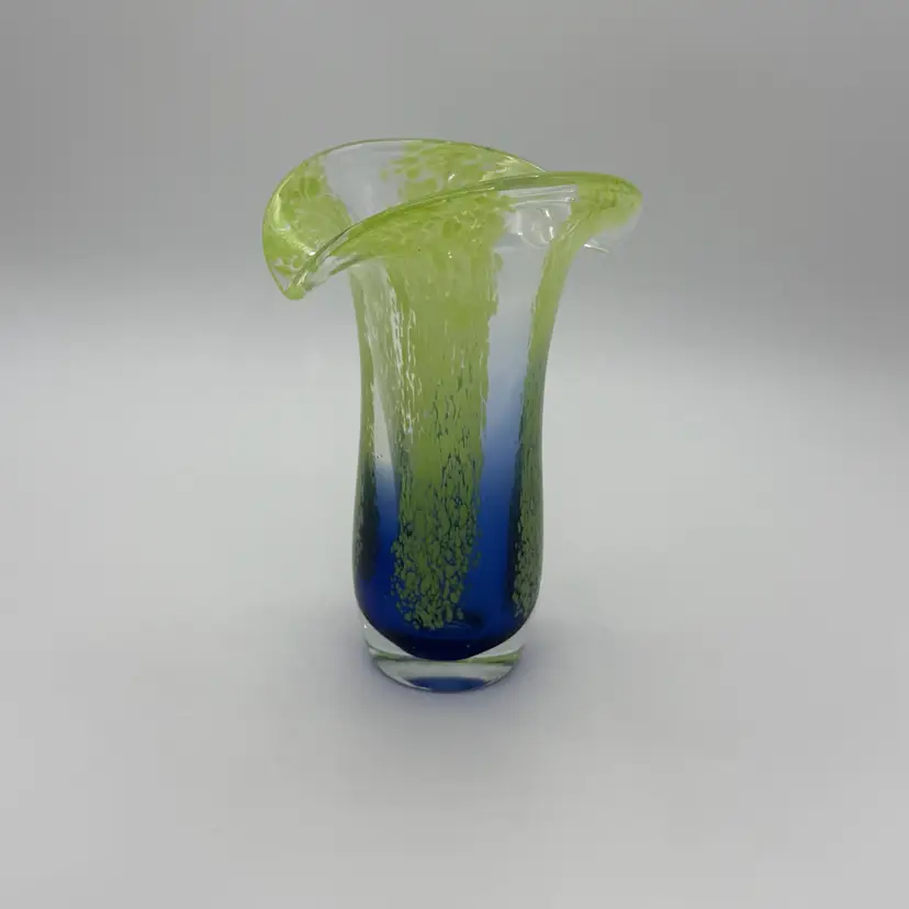 Vtg. Teleflora Jack In The Pulpit Style Hand Blown Art Glass Tulip Vase 8”
