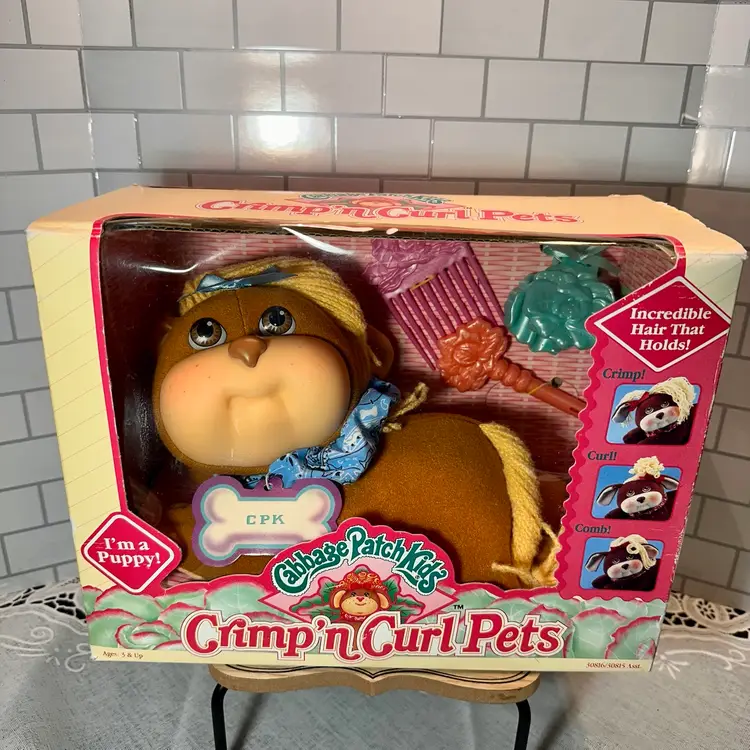 Vintage Cabbage Patch Kids Crimp N Curl Pets Puppy 1992 IOB CPK OAA Dog Complete