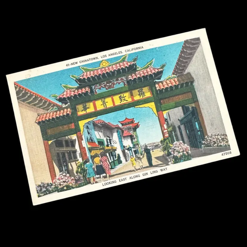 “New China Town” Vintage Linen Postcard, Los Angeles, Unused