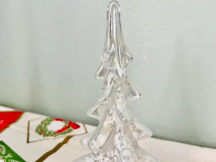 Vintage Iridescent Glass Christmas Tree 7.5”
