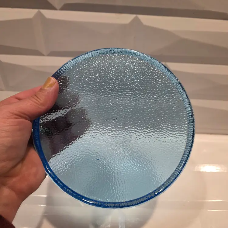 VTG 80s BLUE Dalzell VIKING GLASS Pillar/Jar Candle Holder DISC/Display Pedestal