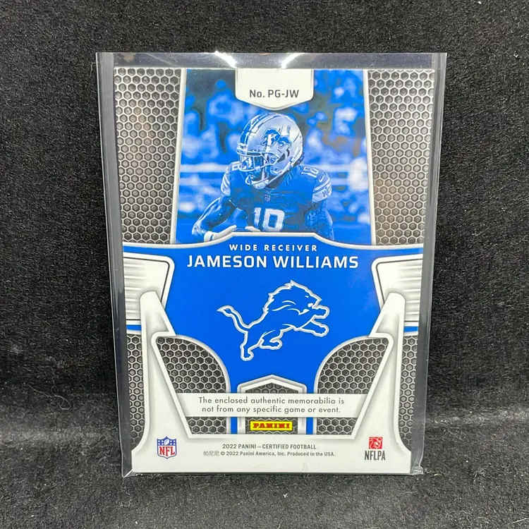 Jameson Williams Certified 2022 Piece Of The Game Football Relic /5 Rookie Detroit Lions
