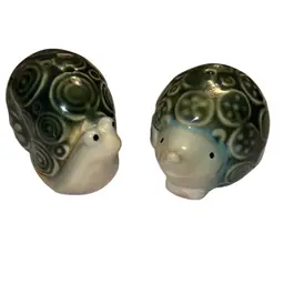 Miniature Snail & Hedgehog Salt & Pepper Shakers Ceramic 2.5”