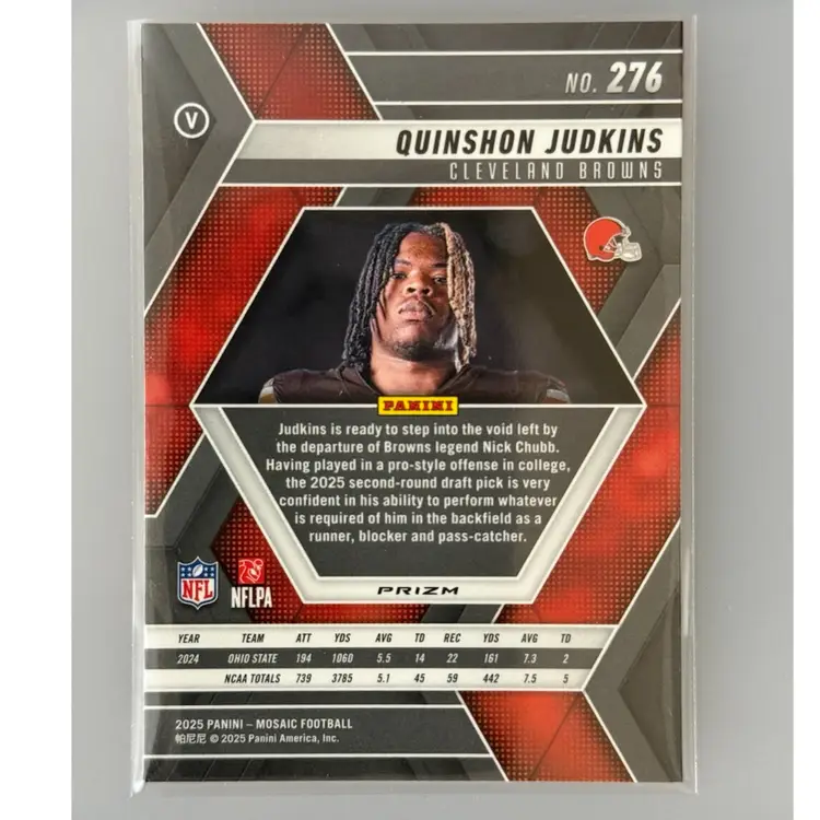 Quinshon Justin’s 2025 Mosaic Pink Camo Var #276 RC Browns