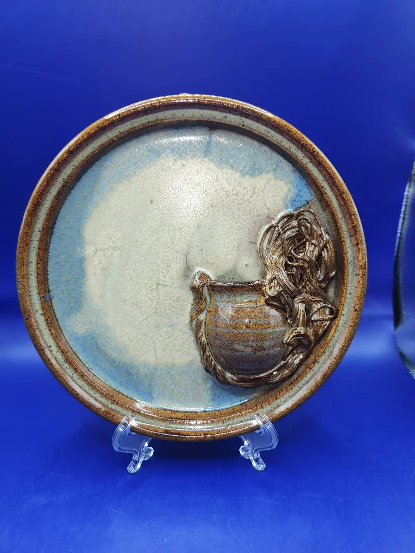 Studio Stoneware Pottery Wall Pocket Hanging Plate