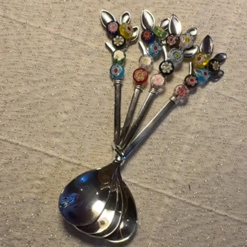 Millefiori Murine Set Of Spoons Hand Decorated By Me 4.75"