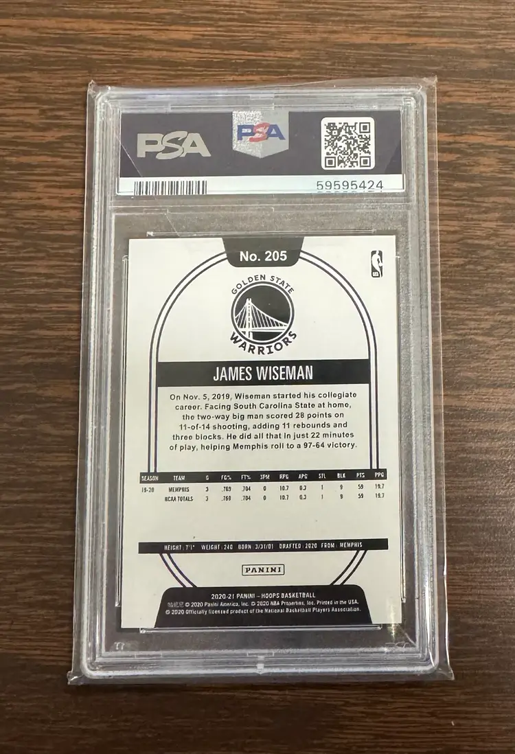 2020-21 NBA Hoops James Wiseman Rookie PSA 9