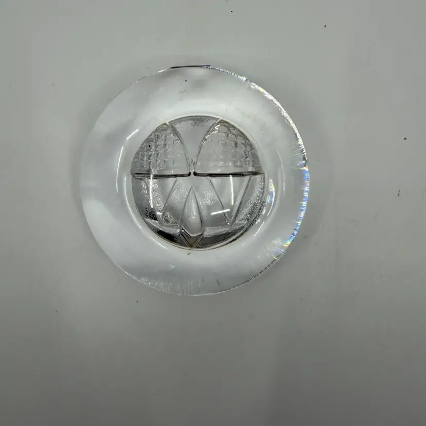 Vintage Royal Copen Hagen Clear Glass Paper Weight W Geometric Design 1lb 5oz