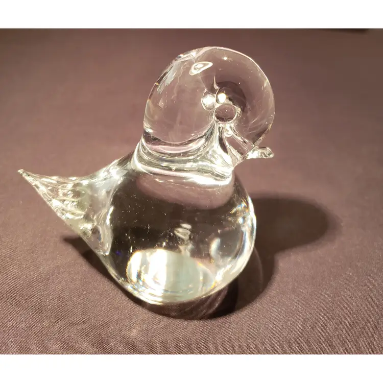 Eneryda Glasbruk Art Glass Bird Figurine Paperweight Clear Swedish Glass