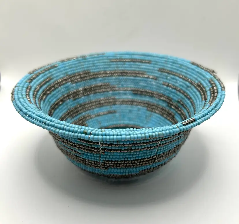 Hand Beaded Trinket Basket 5β x 2β