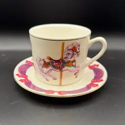 Vintage Teleflora Carousel Horse Coffee/Tea Cup And Saucer Set
