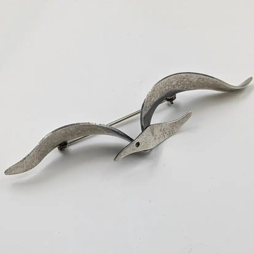 Modernist Flying Bird Brooch Pin Beau Sterling