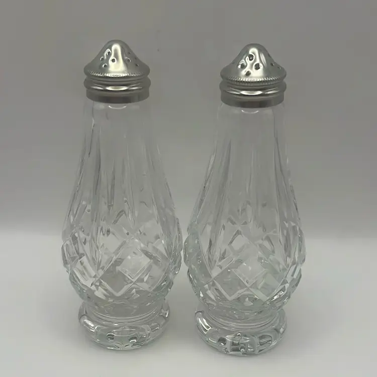 Vintage Waterford Lismore Crystal Salt And Pepper Set, Each Are 5-1/2” Tall
