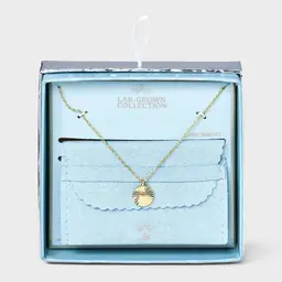 Lab Grown Diamond Pendant Necklace 14k Gold Dipped Sunburst Medallion 16" NWT