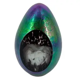 201 Roger Vines 94 Iridescent Art Glass Egg Paperweight